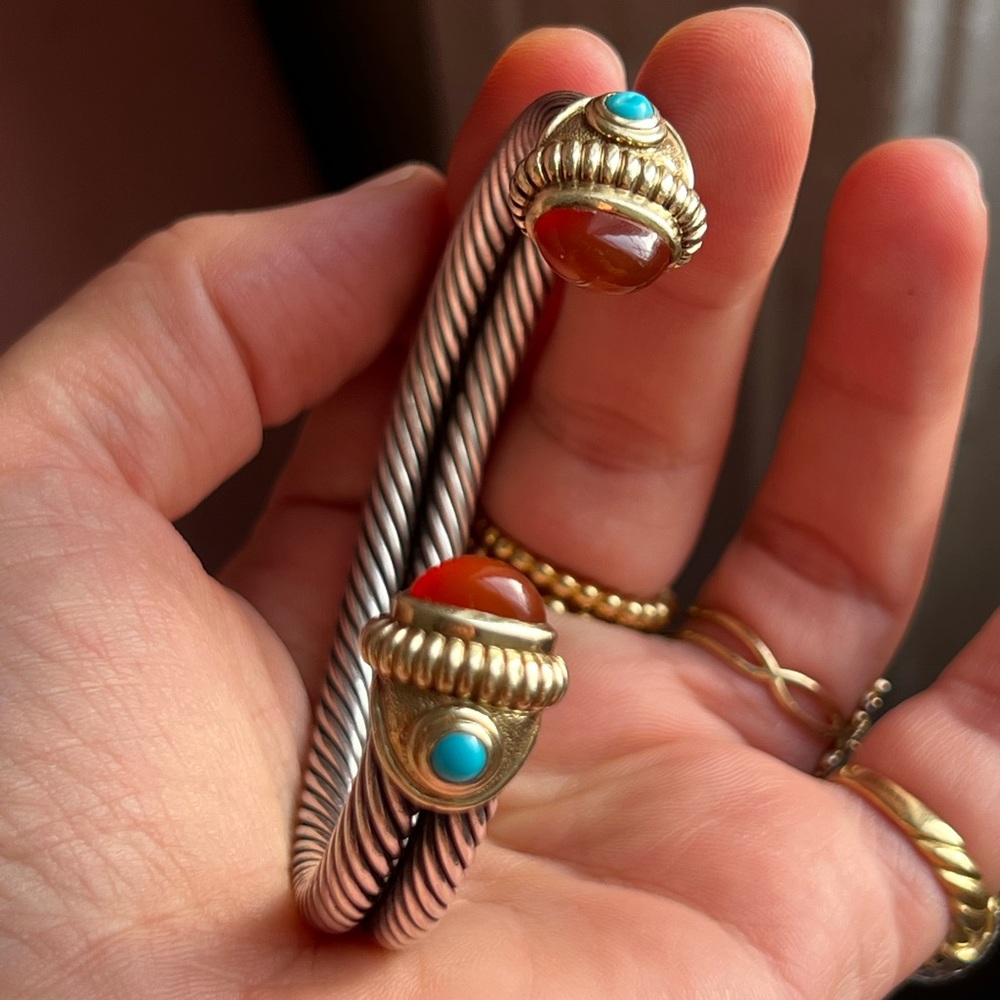 David Yurman 14k gold/925 silver Cuff bracelet - Picture 13 of 15